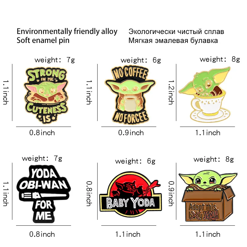 

Cute Baby Yoda Enamel Pin Brooch StrongSoup Cup Adopt Box Badge for Bag Lapel Pin Buckle Animal Jewelry Gift for Fans