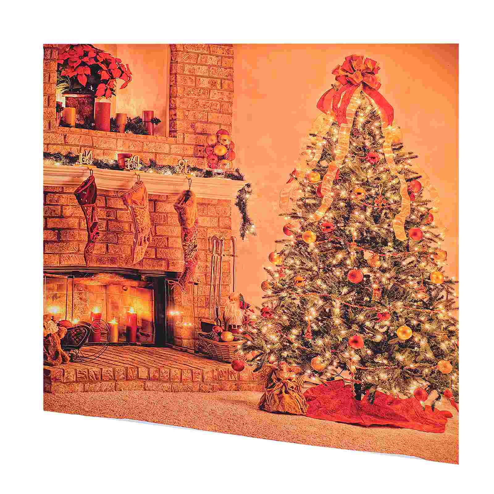 

Photographic Background Cloth 3D Fireplace Xmas Photo Backdrop Studio Prop
