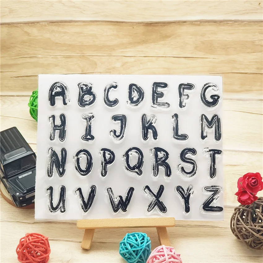 14x18 см 26 заглавной буквы Милая прозрачная печать прозрачные наклейки силиконовый
