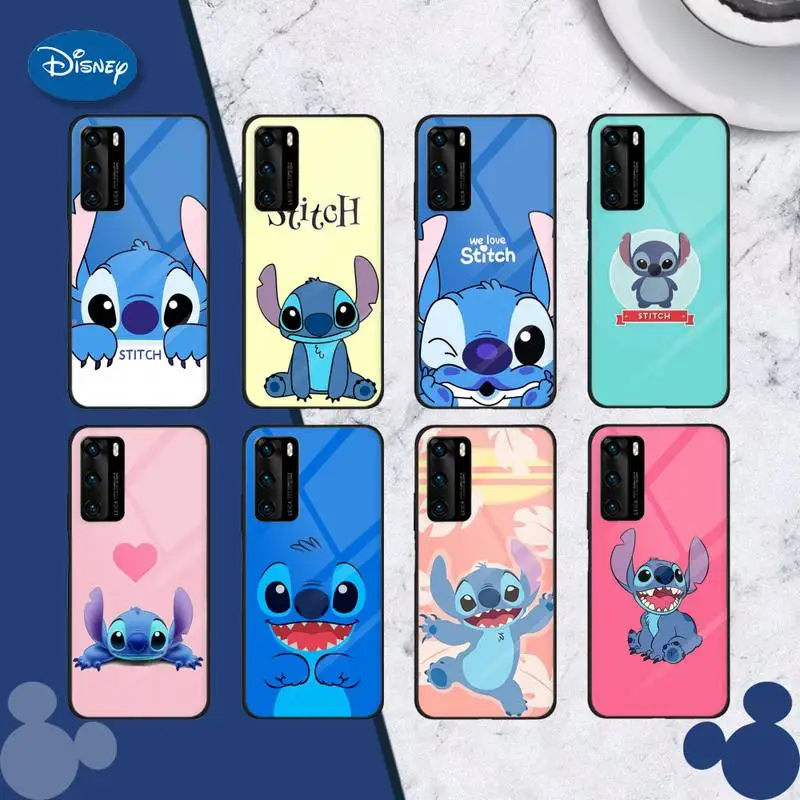 Disney Cute Cartoon Stitch Love Phone Case For Huawei P30 Lite Por P9 10 Mate 10 9 Honor 8 X 9 10 Nova 5 Tempered Glass Phone Case Covers Aliexpress