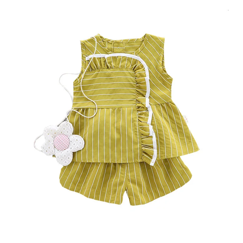 

Baby girls clothes sets summer newborn cotton sleeve less tops+shorts 2pcs tracksuits for bebe girl toddler fashion birthday set