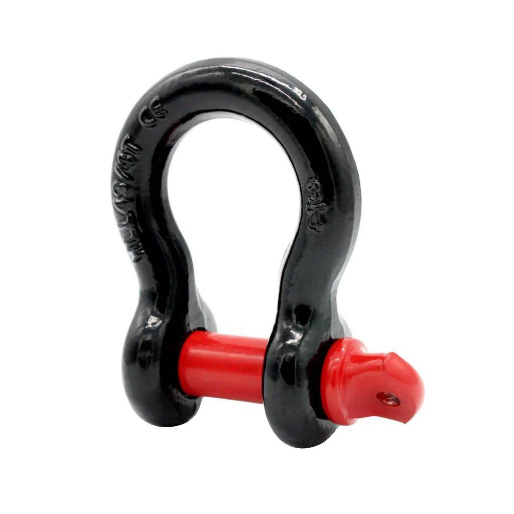 

3/4" Bumper Tow Trailer Hook 4.75 Ton D-Ring Bow Shackle Red+Black
