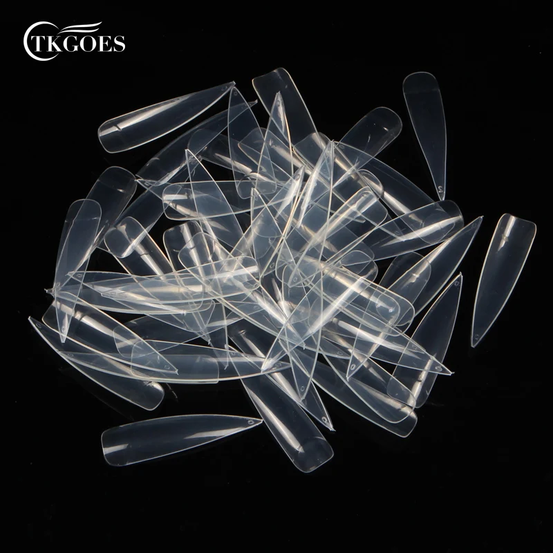 TKGOES 500 шт длинные острые ногти стилеты половинные накладные акриловый салон
