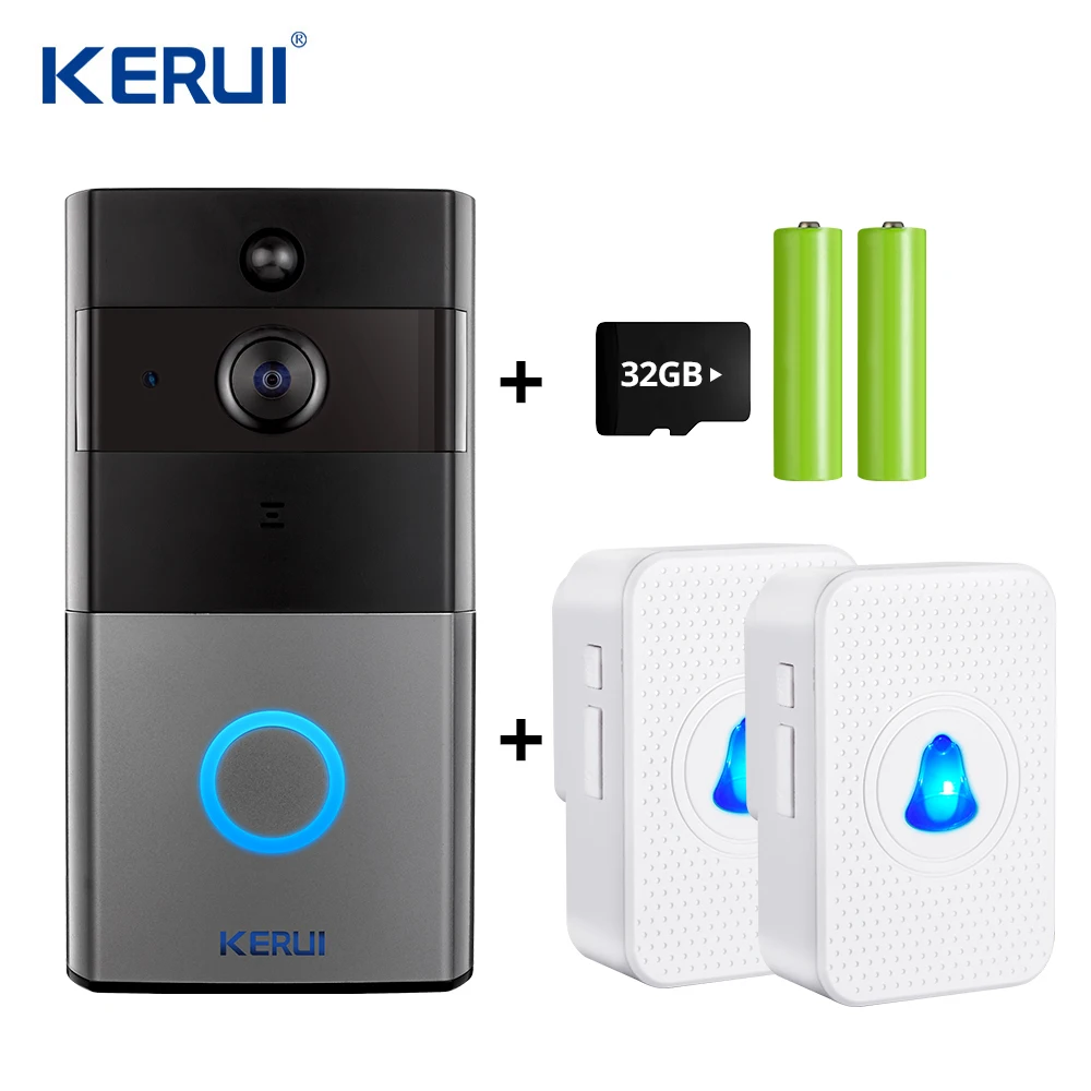KERUI 2.0MP 1080P домофон приложение Tuya видео дверной звонок беспроводная камера безопасности двухстороннее аудио ночное видение дверной звонок Домофон - Цвет: Зеленый