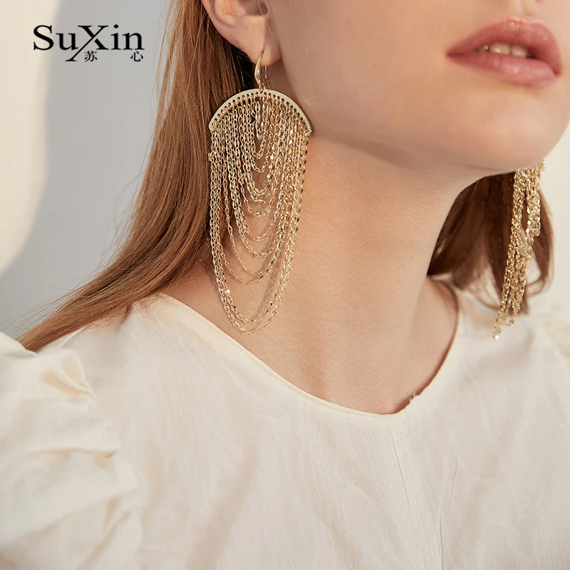 SuXin серьги 2020 новая простая цепь кисточкой для женщин длинные с подвесками из