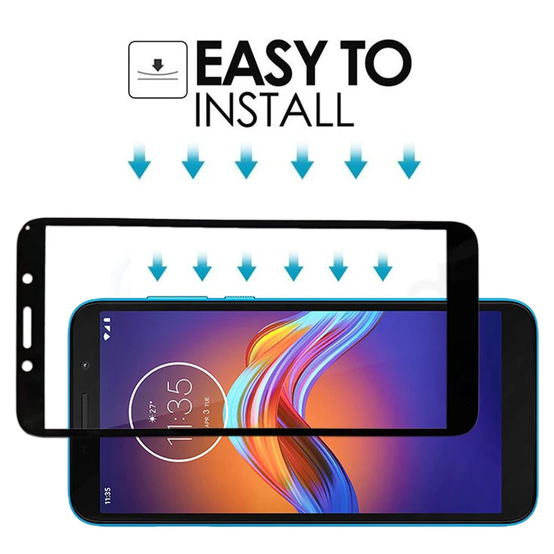 Закаленное защитное стекло с полным покрытием для Motorola Moto E6 Play Plus - купить по