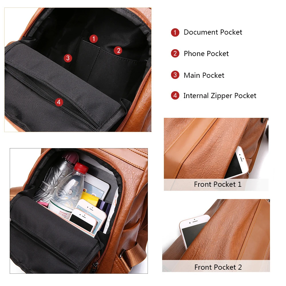 Качественный женский рюкзак из искусственной кожи с защитой от кражи