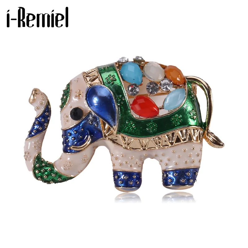 

New Vintage Metal Animal Elephant Brooches for Women and Men Enamel Rhinestones Lapel Pin Luxulry Jewelry Clothing & Accessories