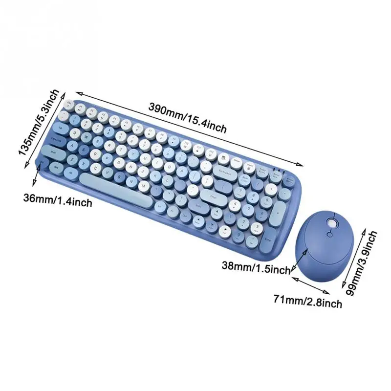 

2.4G Wireless Mouse Keyboard Set Cute Pink Green Blue Color Stylish Plug And Play Home Office PC Computer Keyboard Mice Kit
