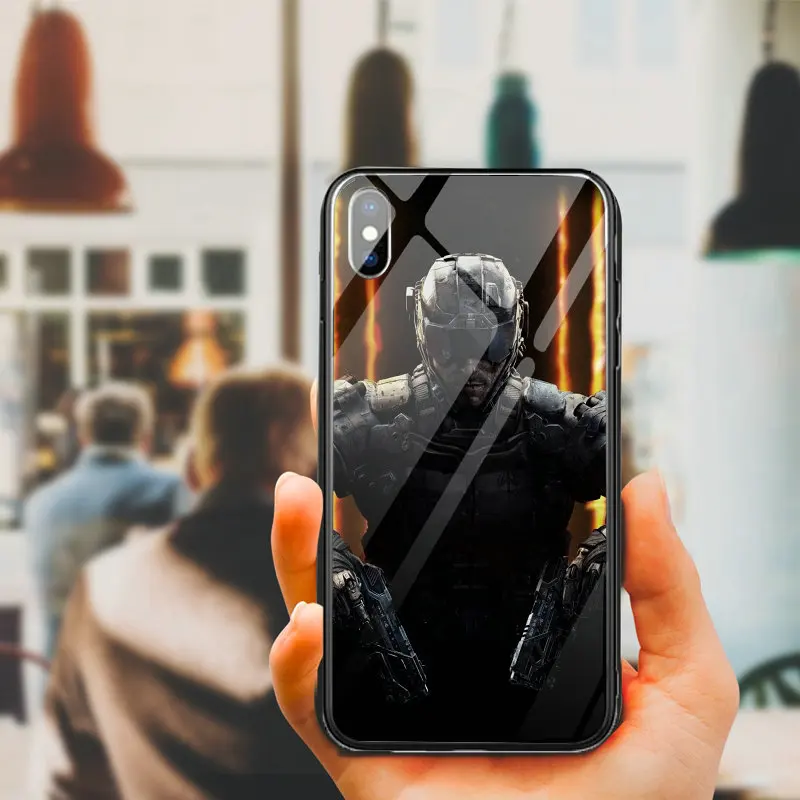 Tempered Glass Mobile Phone Case for iPhone X XR XS 11 Pro Max 8 7 6 5 5S SE 2020 6S Plus Shell Bags Call of Duty Skull | Мобильные