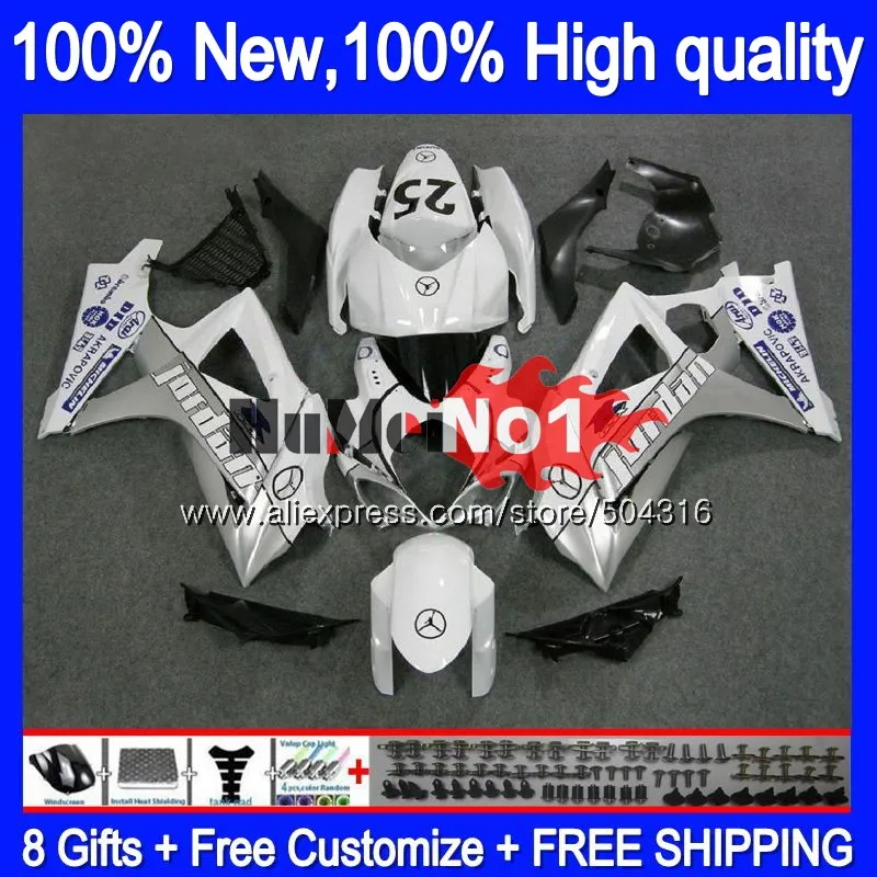 

Body For SUZUKI GSXR1000 K7 GSX-R1000 GSXR 1000 White Black 22MC.42 1000CC GSXR-1000 07 08 GSX R1000 2007 2008 07 08 Fairings