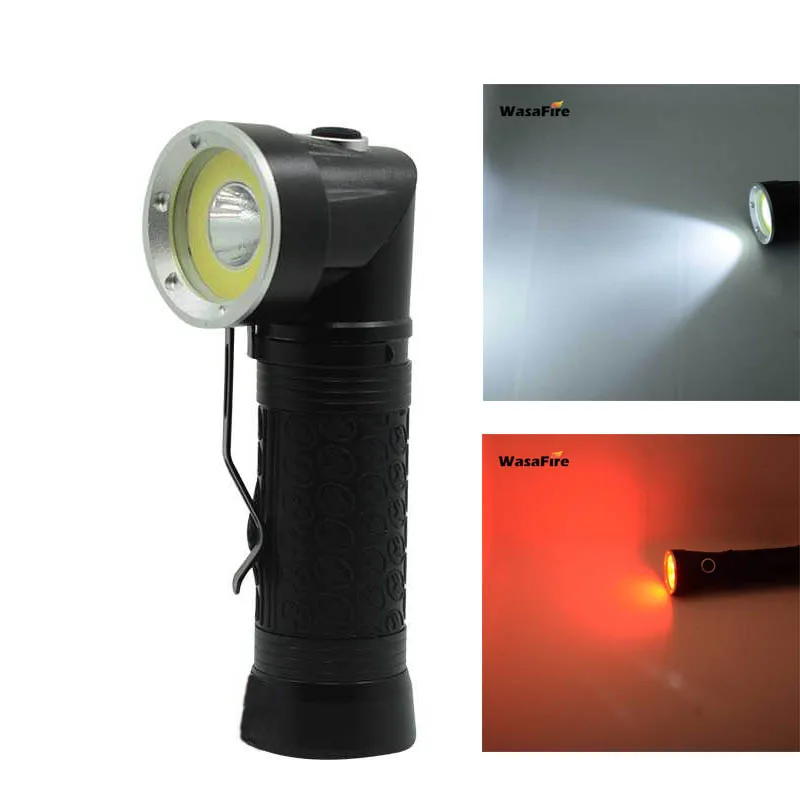 Портативный фонарь светильник вспышка с зажимом для ручки T6 + COB Светодиодный 3800