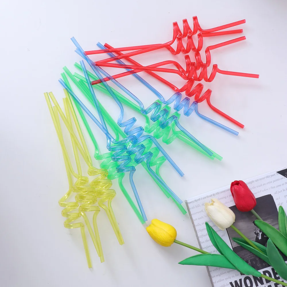 10 шт. 5 мм ПЭТ одноразовые соломинки хрустальные Красочные крутящиеся для детской