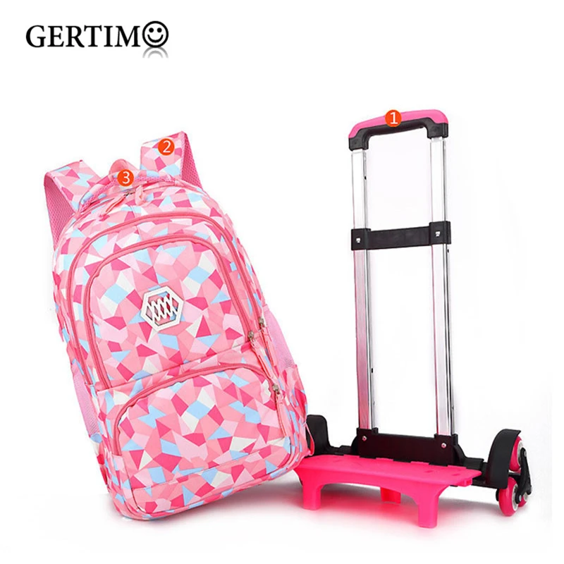2/6 колеса детская школьная сумка на колесах Рюкзак с колесами для девочек
