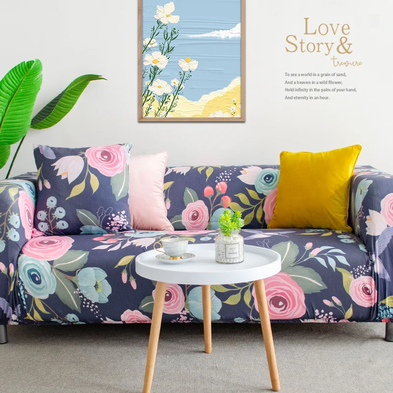Стрейч с цветочным рисунком диван Чехол Эластичный диванных чехлов для Гостиная
