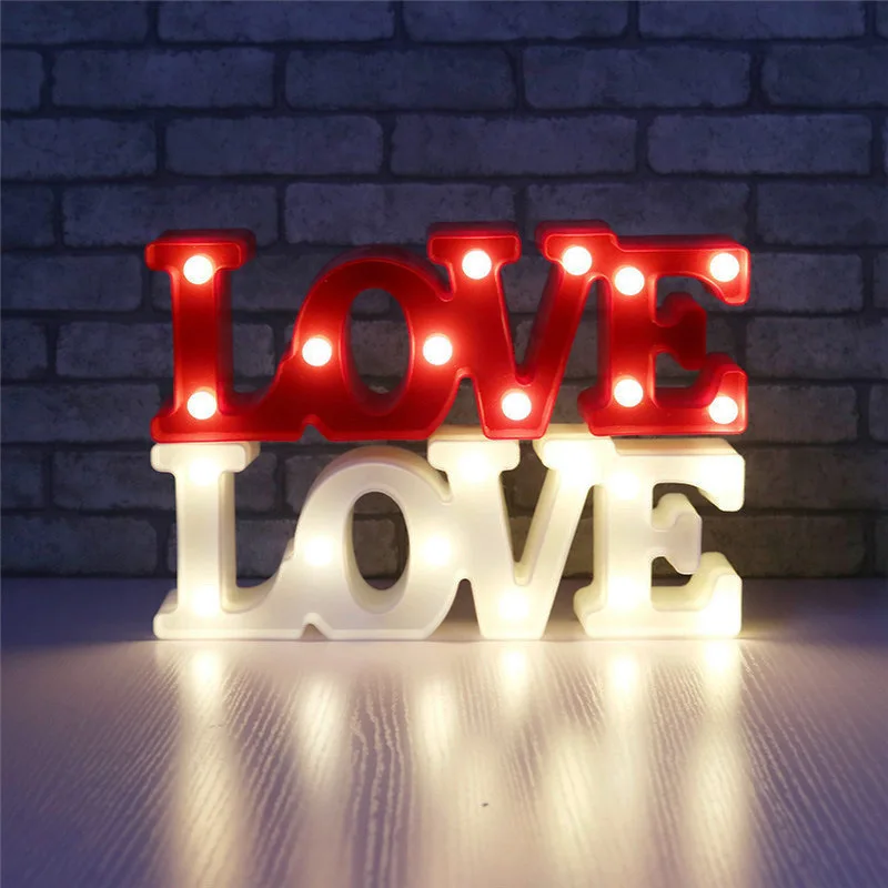 

Neon Light Romantic 3D LOVE LED Letter Sign Night Light Marquee Light Table Lamp Night Lights for Wedding Decor Lovers Gifts