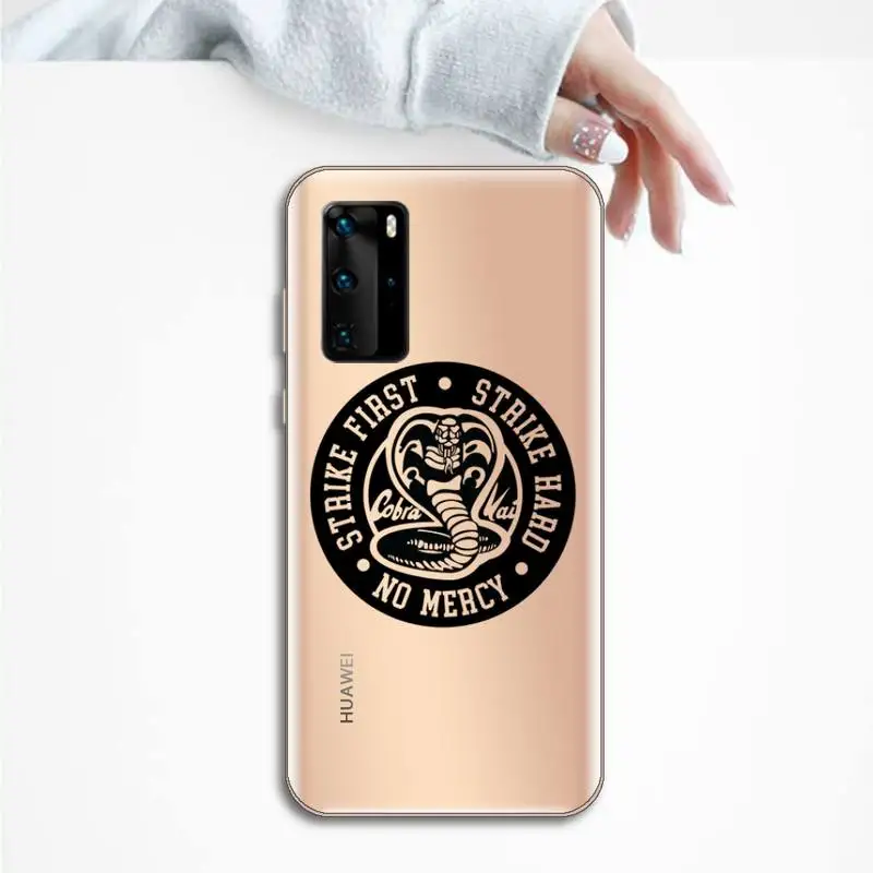 

cobra kai snake Phone Case Transparent for Huawei P20 P30 P40 honor 8 10i P smart 2019 Samsung A71 A21S S10 20 plus