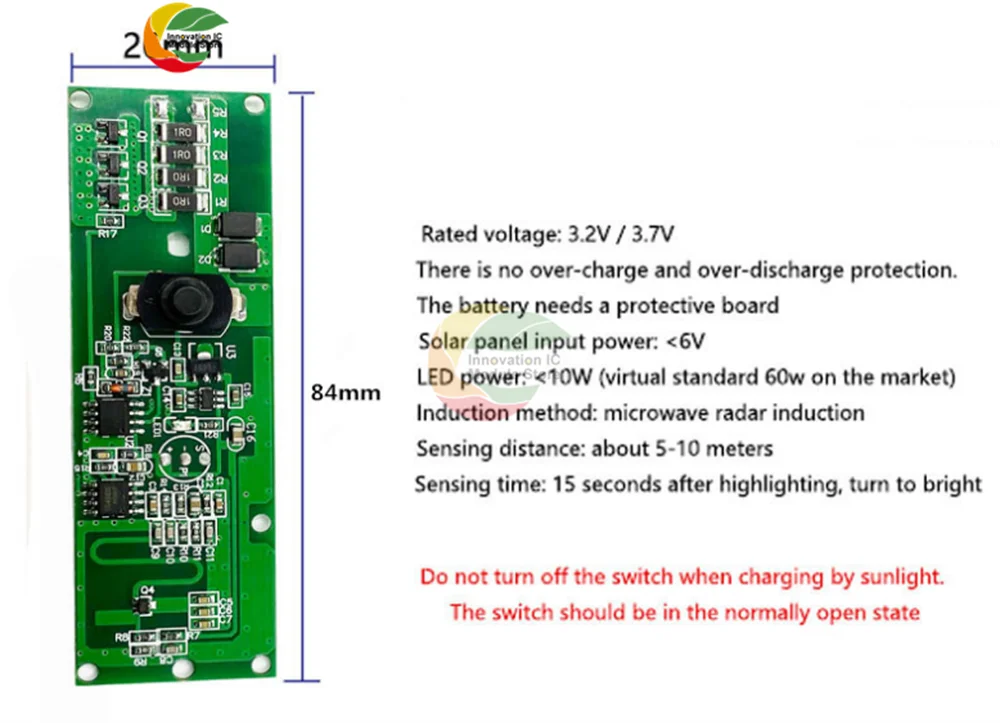 3.2в 3.7В микроволновый радар индукционный человеческий тело Солнечный настенный
