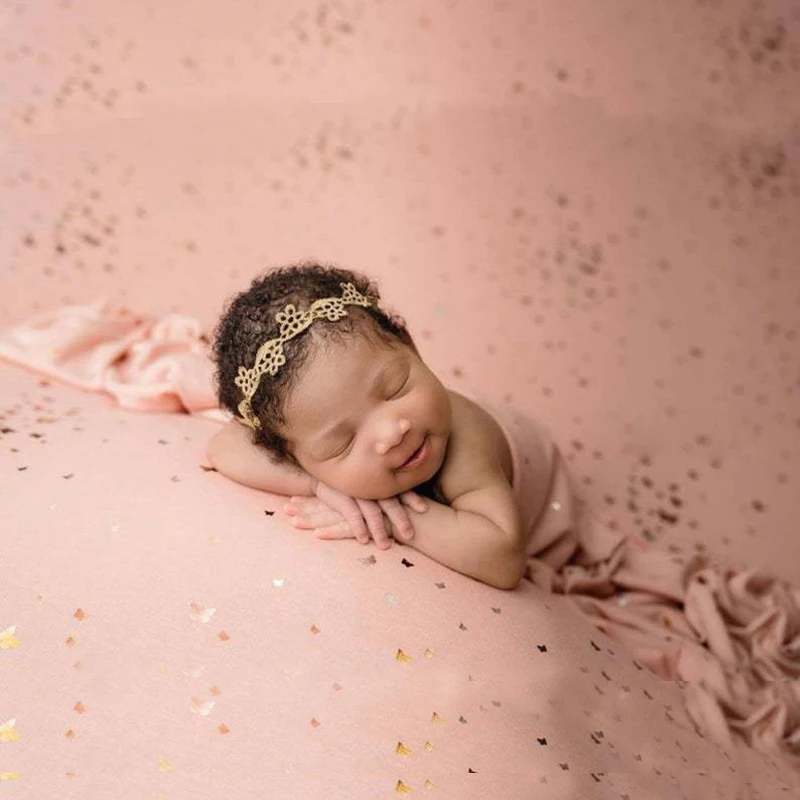 Новое поступление пайетки Звезда Детская фотография повязка пеленка фон золотые