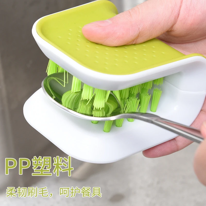 Щетка с кистью очиститель ножом ABS C utlery Cleaner Green Двусторонняя щетина Scrubber для