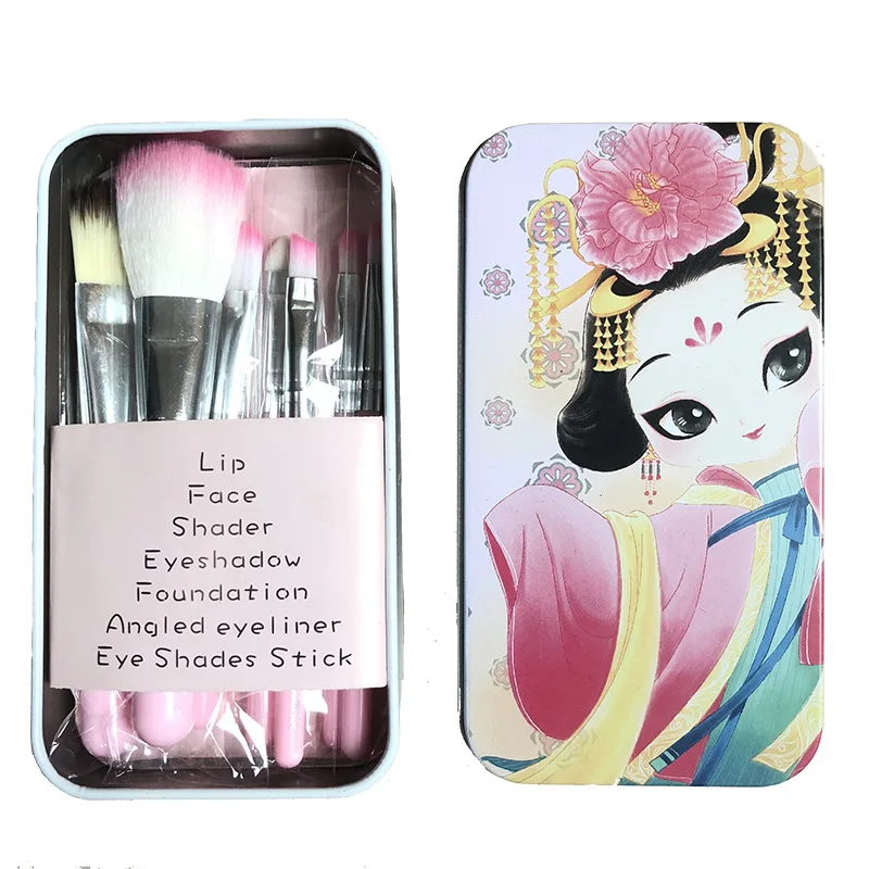 Cartoon Box Package 7pcs Makeup Brushes Set Powder Blending Brush Foundation Eyeshadow Cosmetics Soft Synthetic Hair | Инструменты