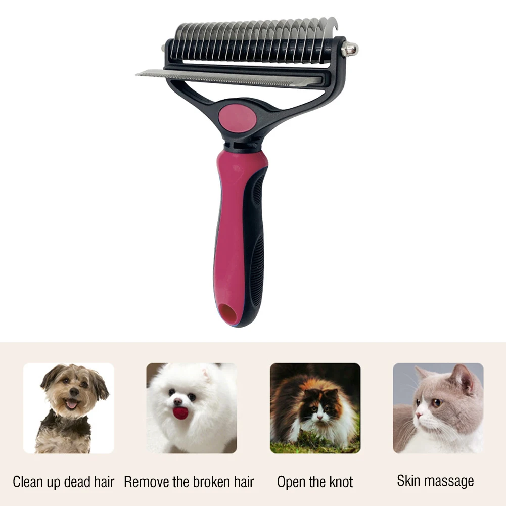 

2 in 1 Hair Brush Combing Special Removal Dog Pet Hair Open Knot Cats Grooming Shedding Stainless Steel Comb Tool