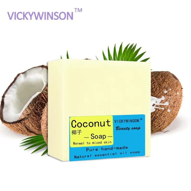 

VICKYWINSON 100g Soap Natural Coconut Handmade Soap Essential oil soaps skin care Improve pore size whitening acne anti-wrinkle