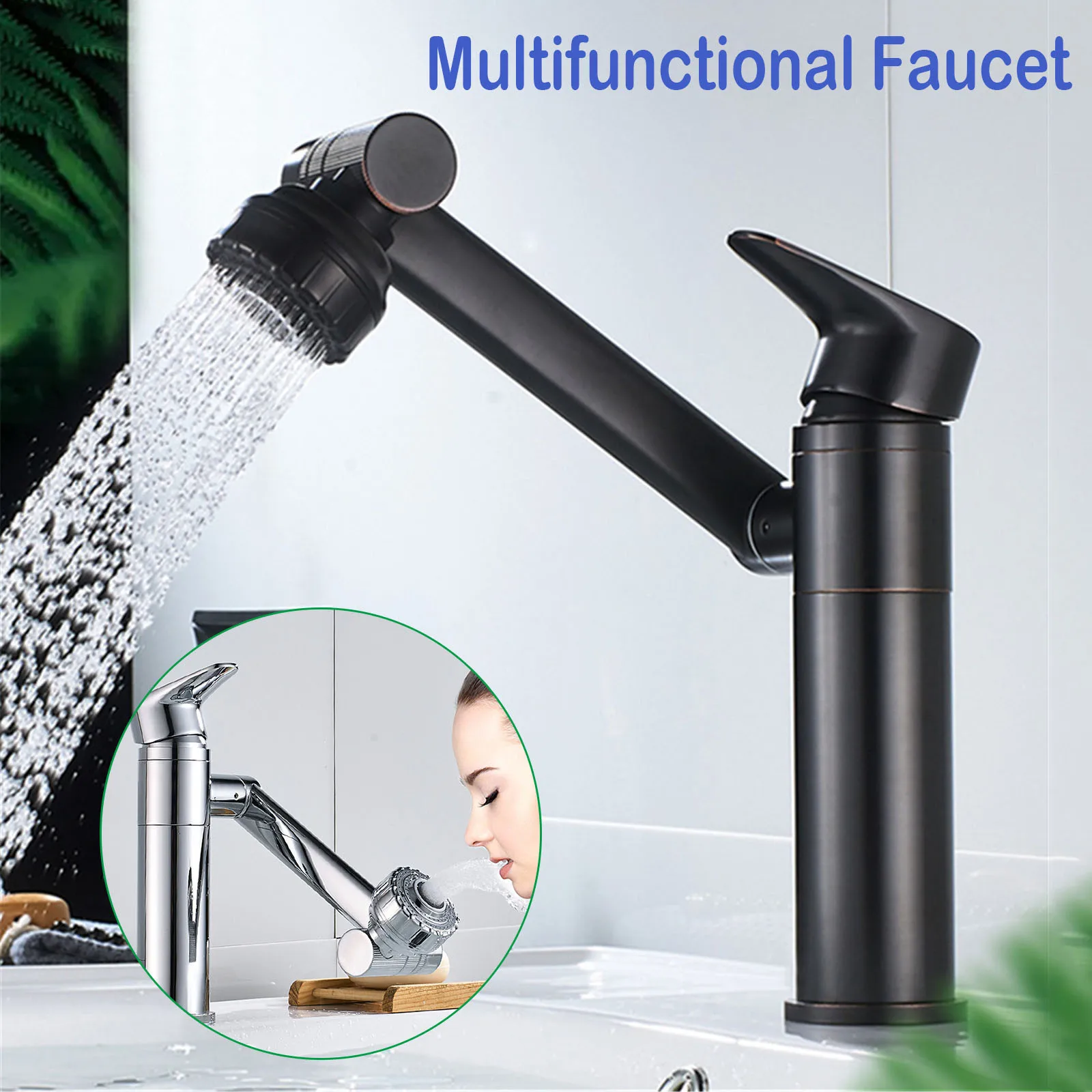 

Modern 360 Degree Rotating Single Hole Faucet Multifunctional Hot and Cold Water Faucet Basin Faucet for Bathroom Sink GRSA889
