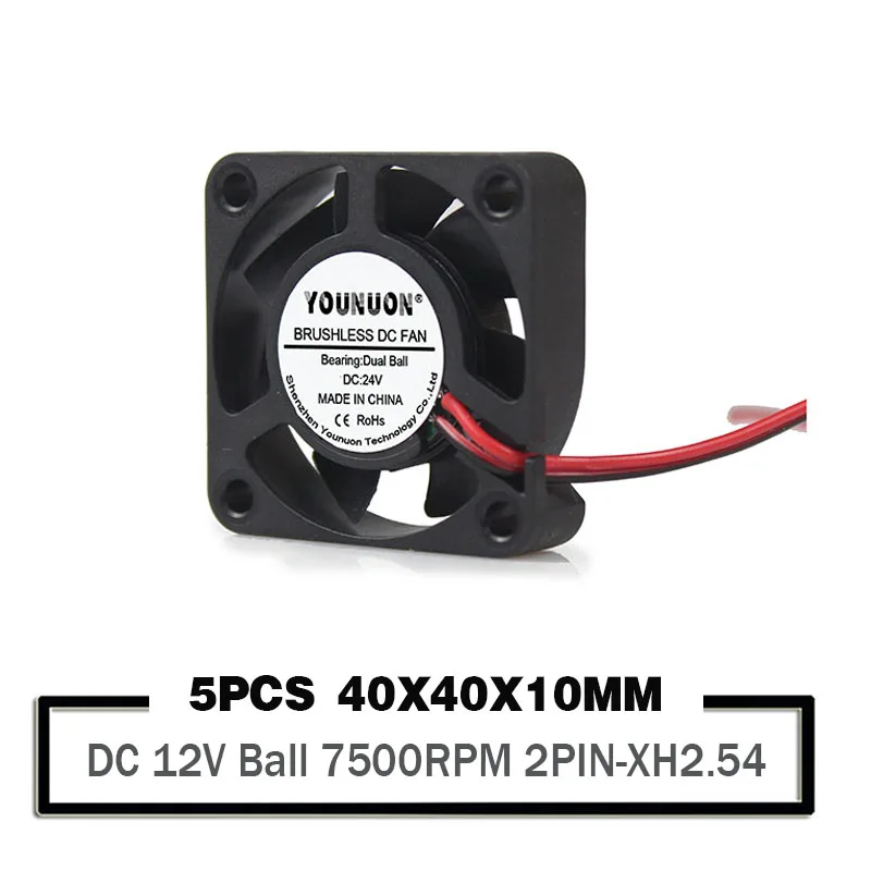 5 шт. YOUNUON 4 см 40 мм 24 в двойной шарикоподшипник вентилятор 40x40x10 мм DC Brsuhless охлаждающий вентилятор для 3D принтера ПК ноутбука