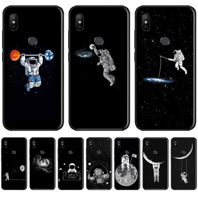 

Astronaut Space Stars Milky Way Phone Case For Xiaomi Redmi 7 9t 9se k20 mi8 max3 lite 9 note 8 9s 10 pro Soft Silicone Shell