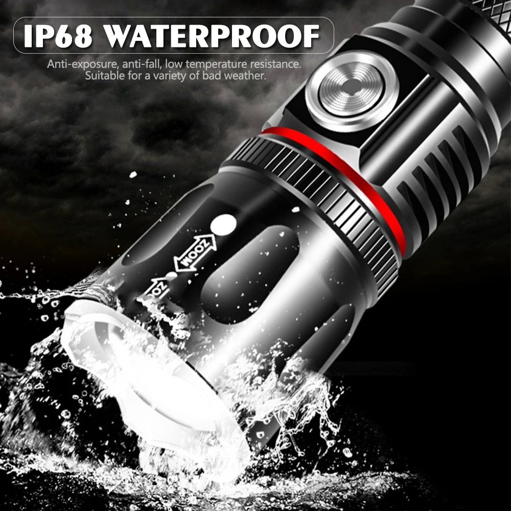 

Powerful LED Flashlights USB Rechargeable COB Work FlashLamps With Tail Magnet Zoomable Hand Torch For Camping Fishing Lantern