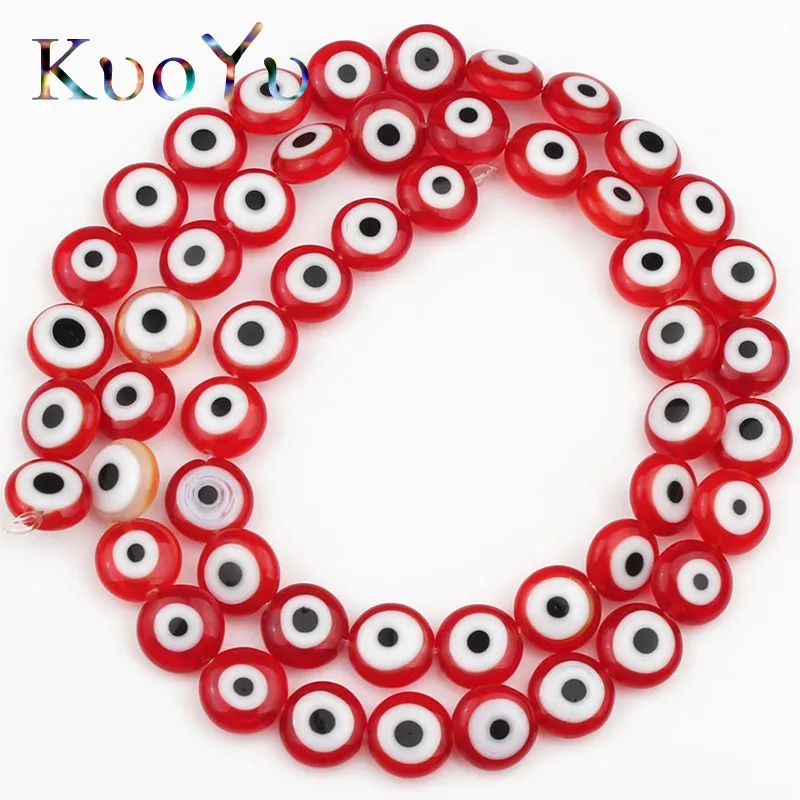 Красный с клипсами Дурной глаз бисерами из окрашенным стекла двойным