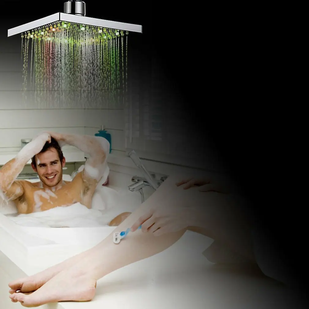 

Self-Discoloring Shower Head Square LED Bath Faucet Shower Rainfall Stainless Anion Spa Shower Head High Pressure Rainshower