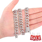 Цепочка мужская из кубинской панцирной цепи с фианитом, 813 мм