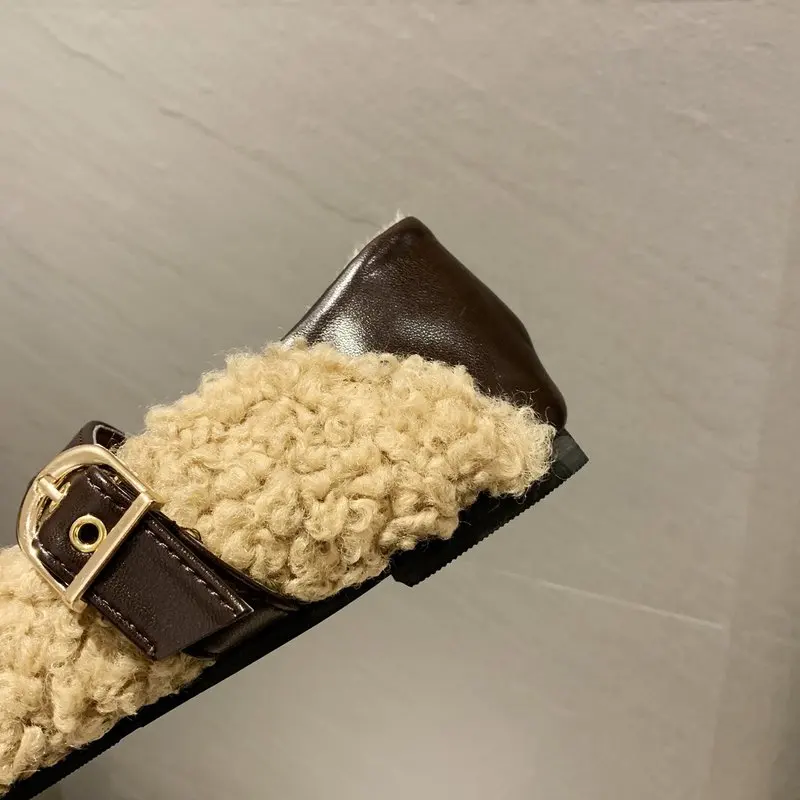 

Winter Women Plush Warm Shoes Flats Furry Slippers Women Fluffy House Shoes Bowknot Slip On Flats Ladies Shoes