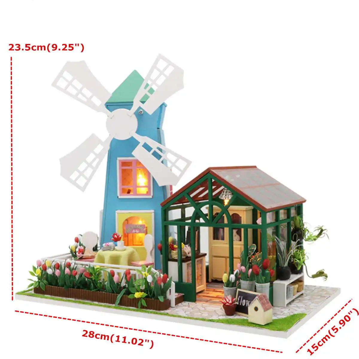 

DIY Doll House Furniture with LED Lights Miniature 3D Wooden Miniaturas House Casa Windmill Dollhouse Toys for Children Gifts