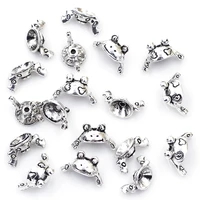 20sets beads cap luck frog animal silver tone jewelry diy making findings charms 15x9mm