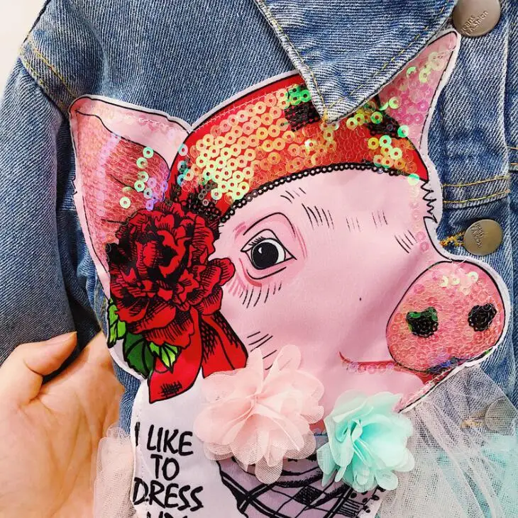 2019 г. зимнее милое флисовое джинсовое пальто из сетчатой ткани с героями