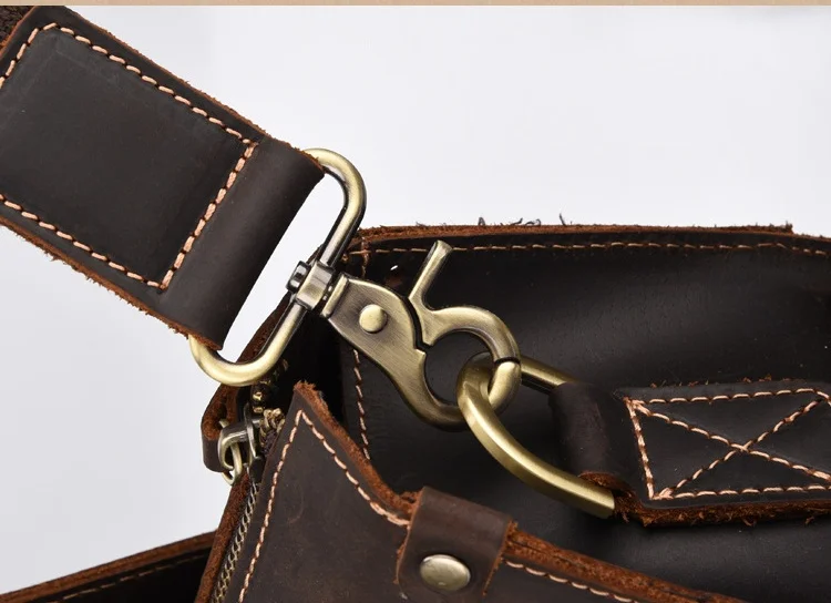 Мужской портфель из кожи Crazy horse, подходит для ноутбука 13,", модная сумка из натуральной кожи, кожаная деловая сумка, коричневая сумка для работы