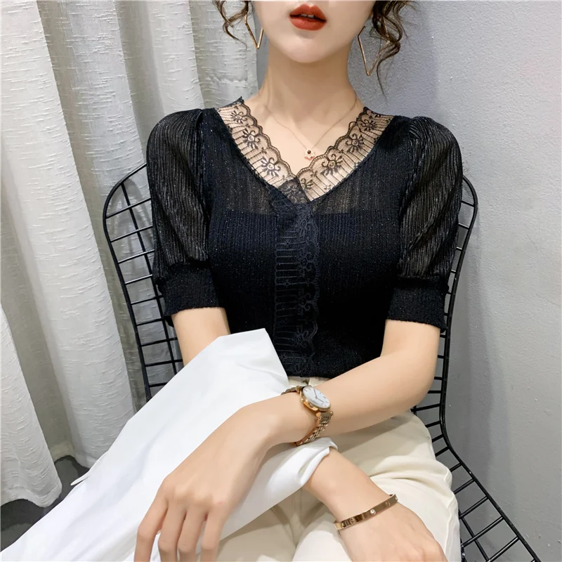 20176 реальная съемка сплошной цвет яркий с кружевным плетением и пуловер