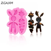 lm1067 new glossy carrot epoxy resin silicone mold rabbit keychain pendant earrings jewelry making gadgets