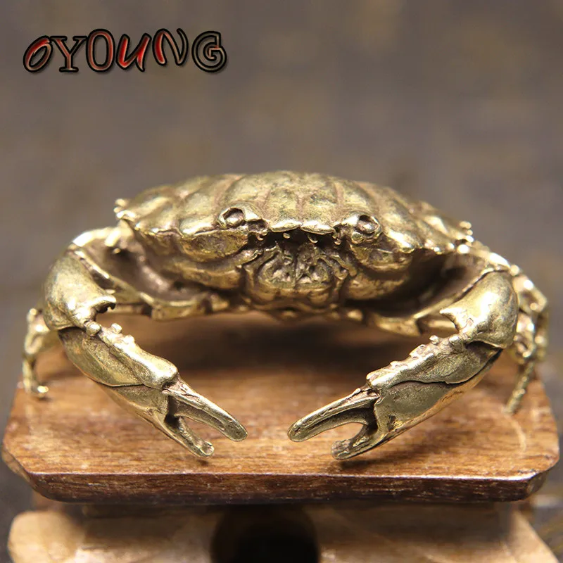 

Vintage Brass Crab Statue Home Furnishing Ornaments Antique Copper Animal Miniature Figurines Desktop Toy Decoration Accessories