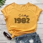 Винтаж 1982 чистый Премиум футболка смешные изготовленная на заказ подарок на день рождения, футболки высокого качества для женщин Графический оригинальный 1982 топы тройники