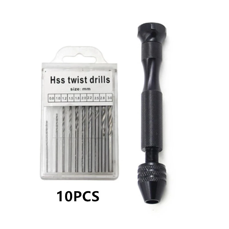

1set Hand Drill Bit Keyless Chuck Reamer Hand Twist Drill Clamping Mini Twist Drill Bit Micro Aluminum Woodworking Tools