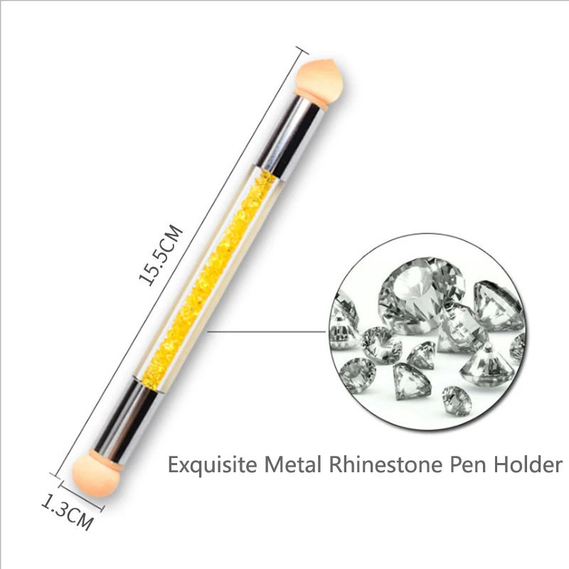1 Pc Double-ended Nail Art Brush Gradient Shading Pen Dotting Sponge Head Rhinestone Handle Painting Tool |