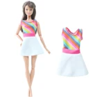 Платье для куклы ручной работы BJDBUS, юбка с радужным рисунком, повседневная одежда, мини-платье, Повседневная Одежда для куклы Барби, аксессуары для кукол, детская игрушка