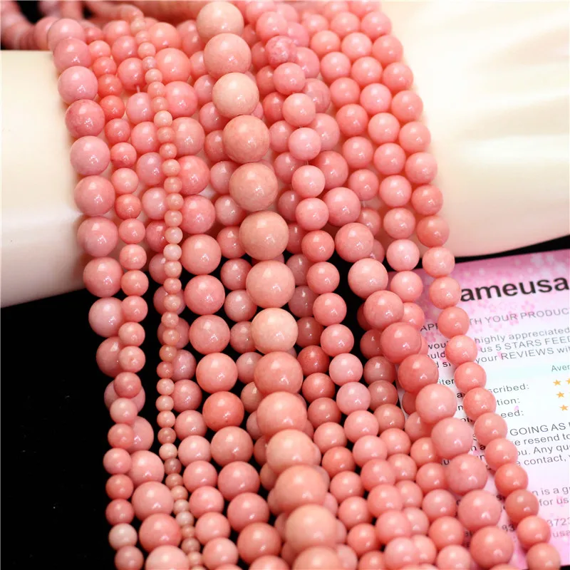 

Oameusa Natural Pink Chalcedony Stone Beads Loose Beads For Jewelry Making Earrings Rings Necklace Charms for Women Spacer Bead