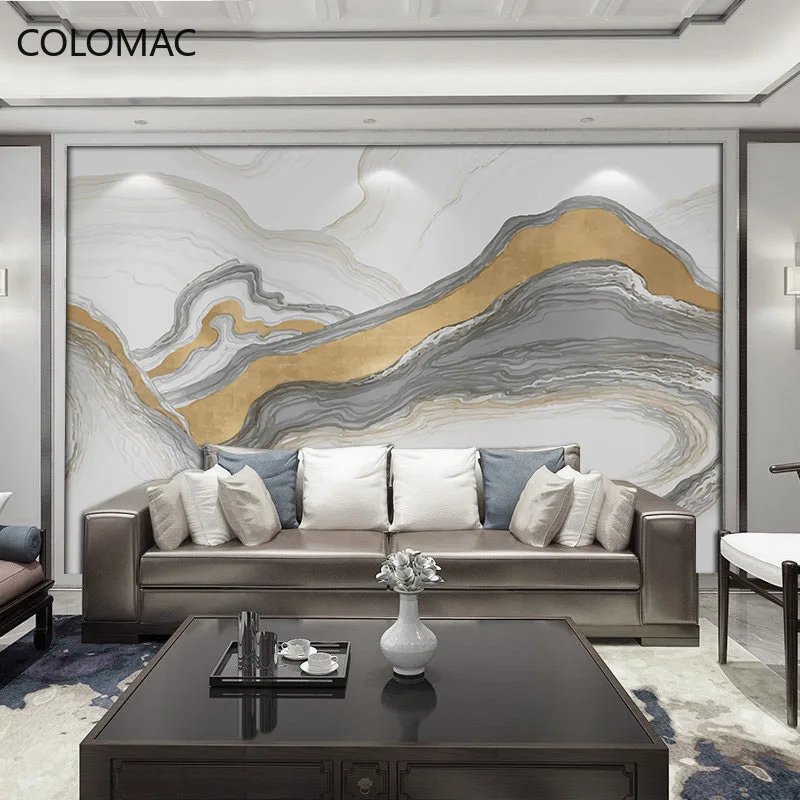 

Colomac Custom New Chinese Style Landscape Wallpaper Living Room Imitation Marble Background Mural Room Decoration Dropshipping