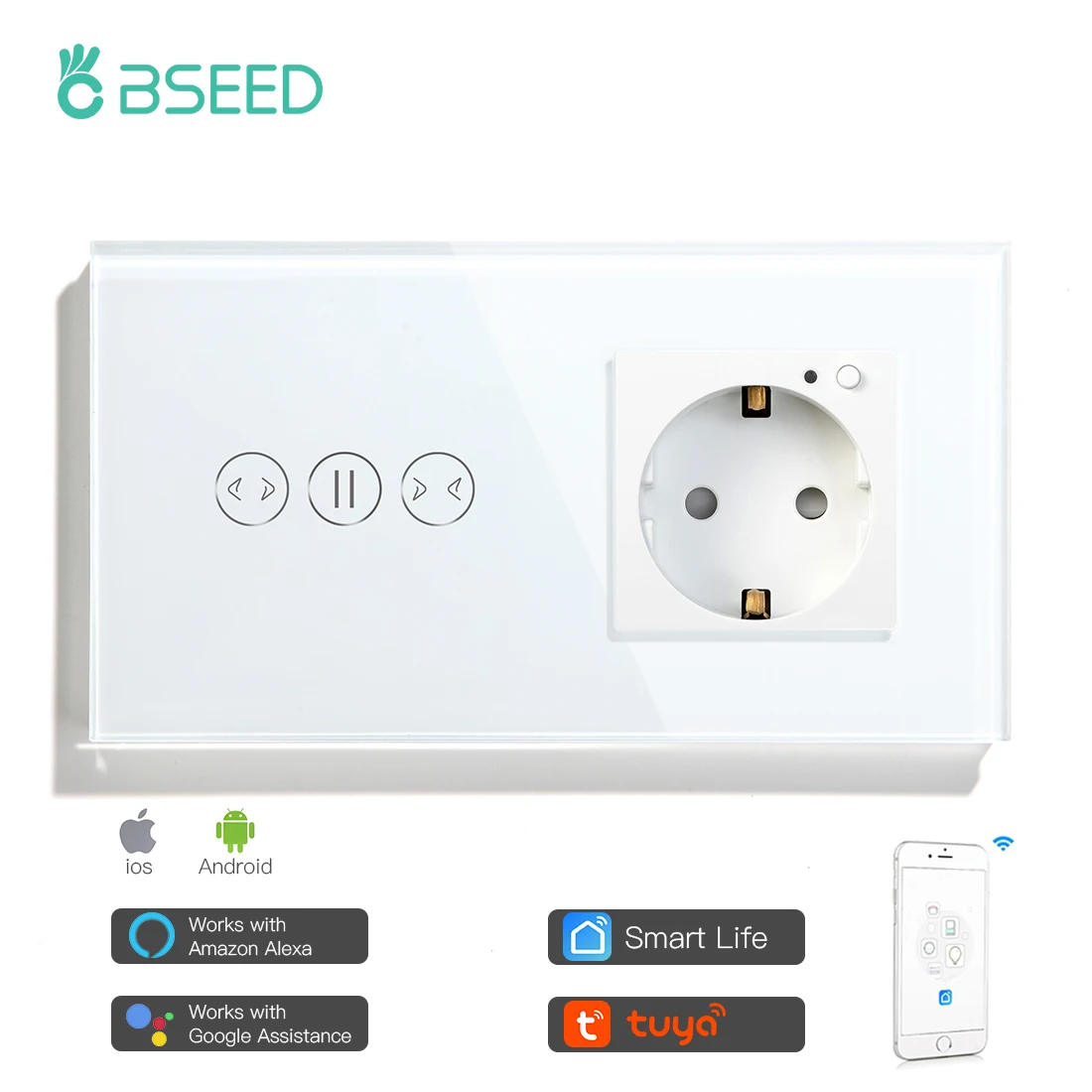 Сенсорный выключатель для занавесок BSEED с Wi Fi розетка европейского стандарта