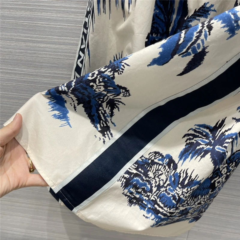 

Summer new holiday style pleated skirt 2021 women's striped jungle print stitching both sides webbing A-line skirt brand clothes